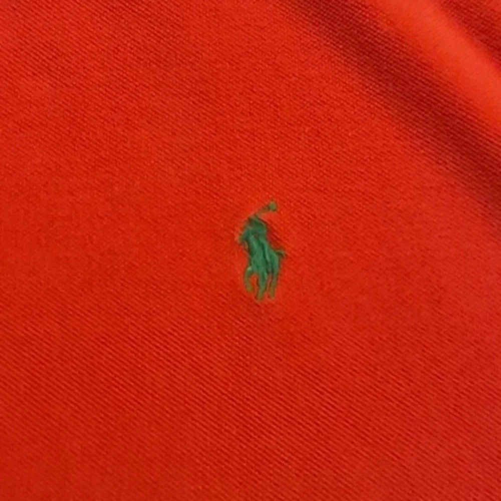 Polo Ralph Lauren mens orange polo shirt XL green pony logo 100% Cotton pullover